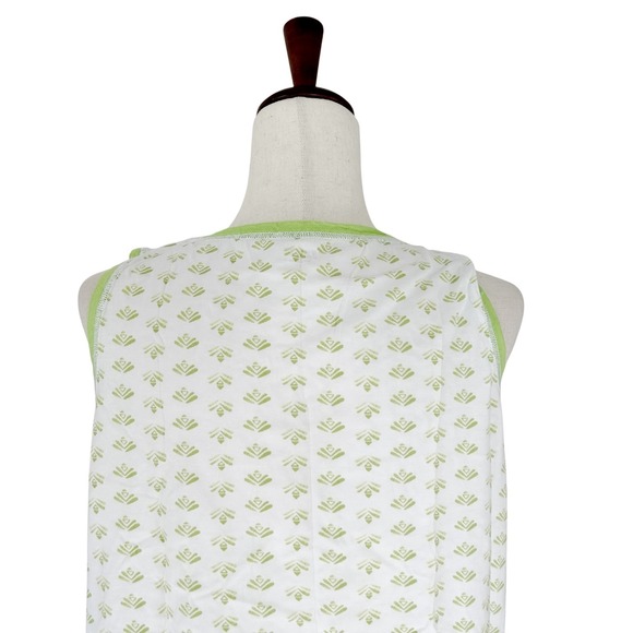 Garnet Hill Green Women's Pajama Top Small 100% Cotton Green Print Sleeveless - Picture 10 of 12